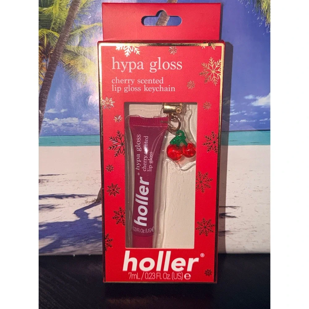 Holler Hypa Gloss Cherry Scented Lip Gloss Keychain Red Charm 7ml New